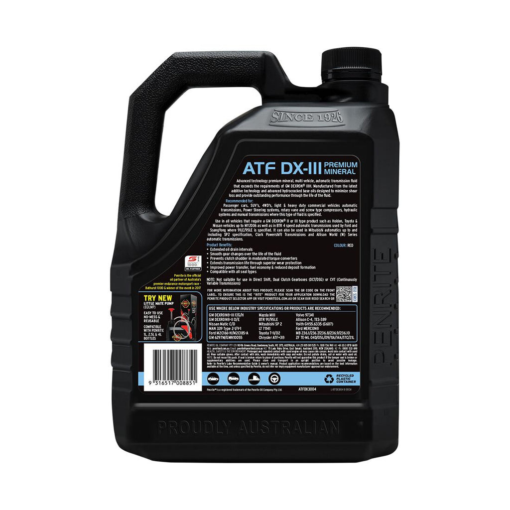 Penrite Automatic Transmission Fluid - DX-III, 4 Litre