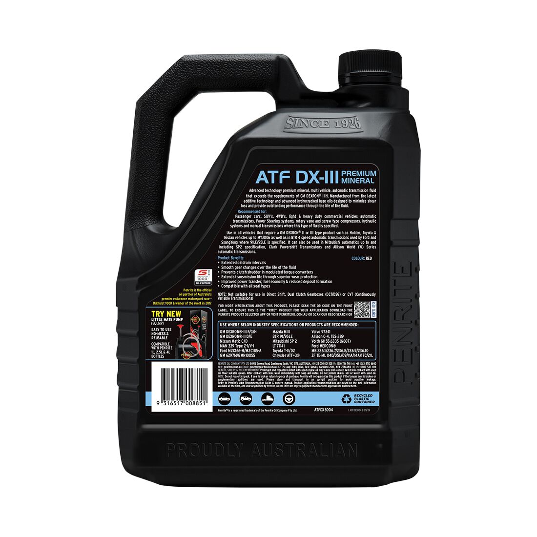 Penrite Automatic Transmission Fluid - DX-III, 4 Litre