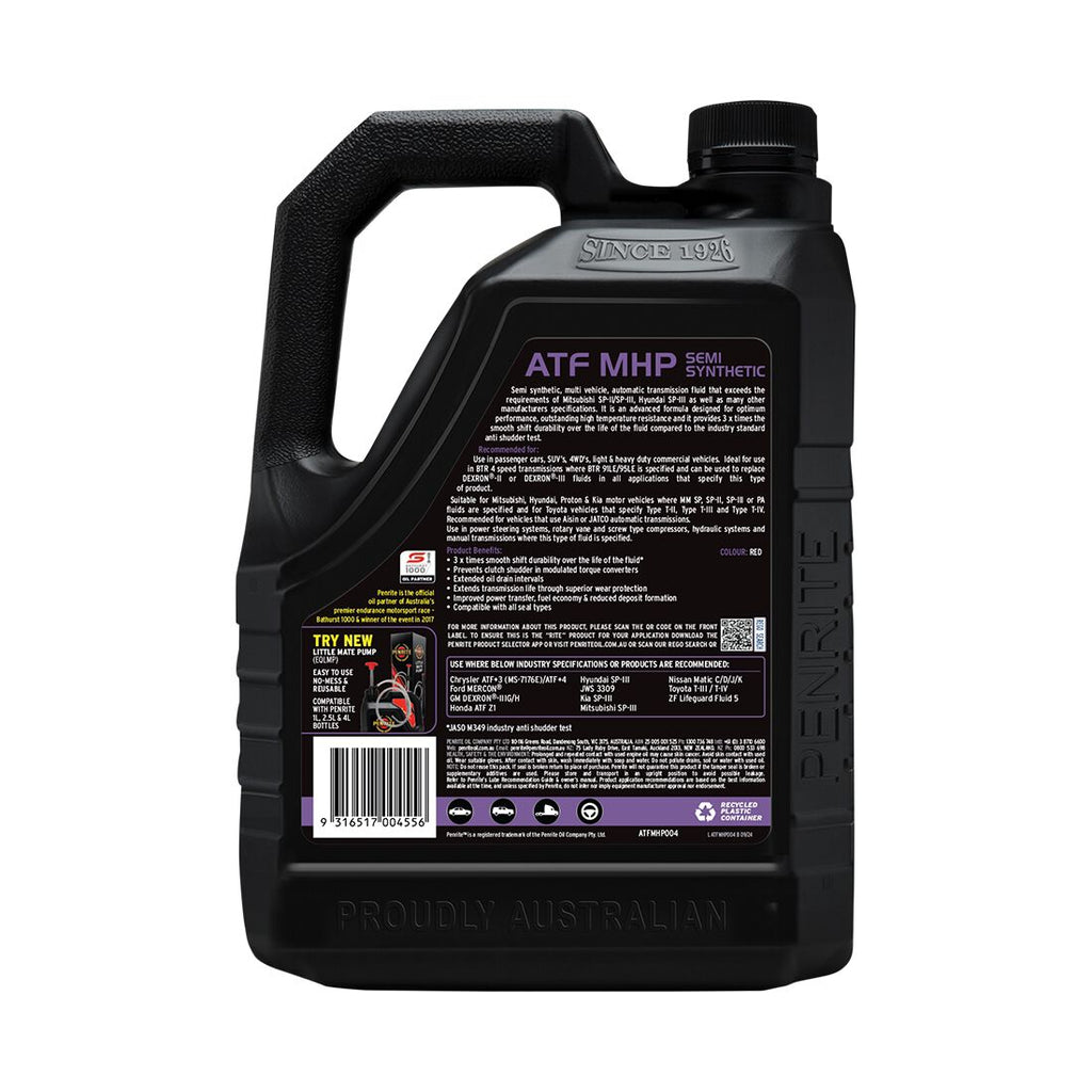 Penrite Automatic Transmission Fluid - Semi-Synthetic, MHP, 4 Litre