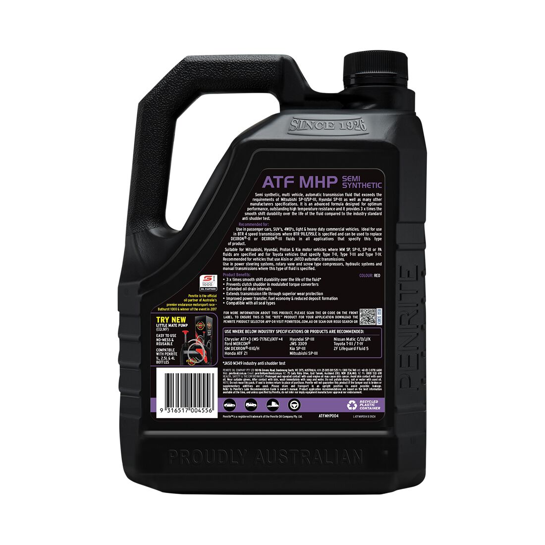 Penrite Automatic Transmission Fluid - Semi-Synthetic, MHP, 4 Litre