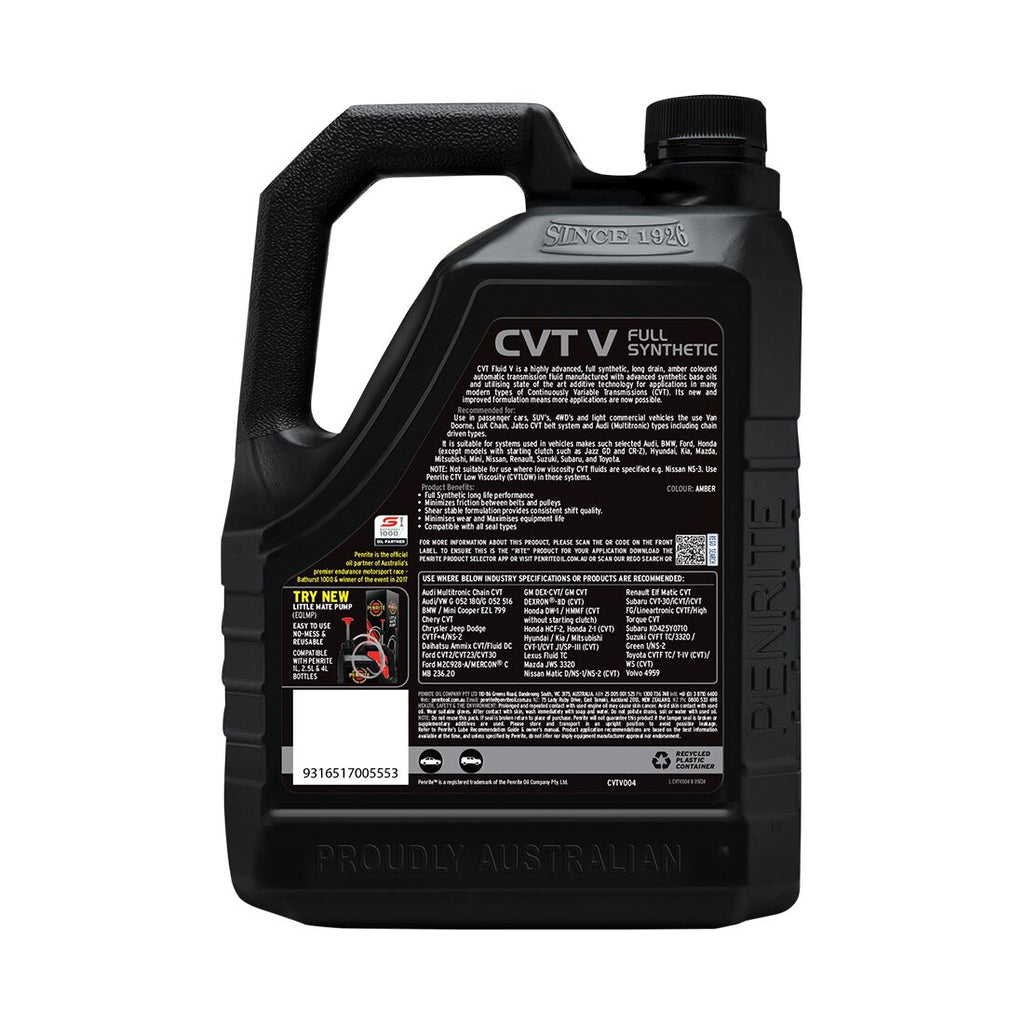 Penrite CVT Fluid - V Full Synthetic, 4 Litre