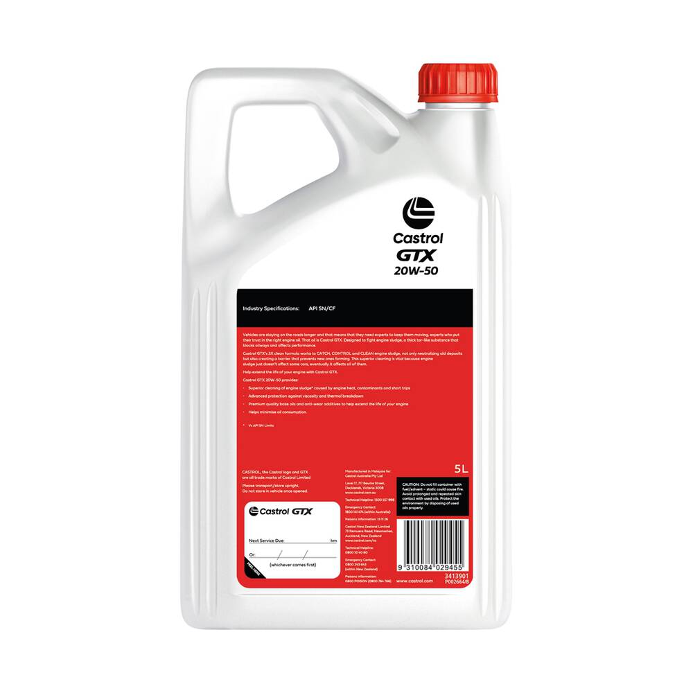 Castrol GTX Engine Oil, 20W-50 – 5 Litres