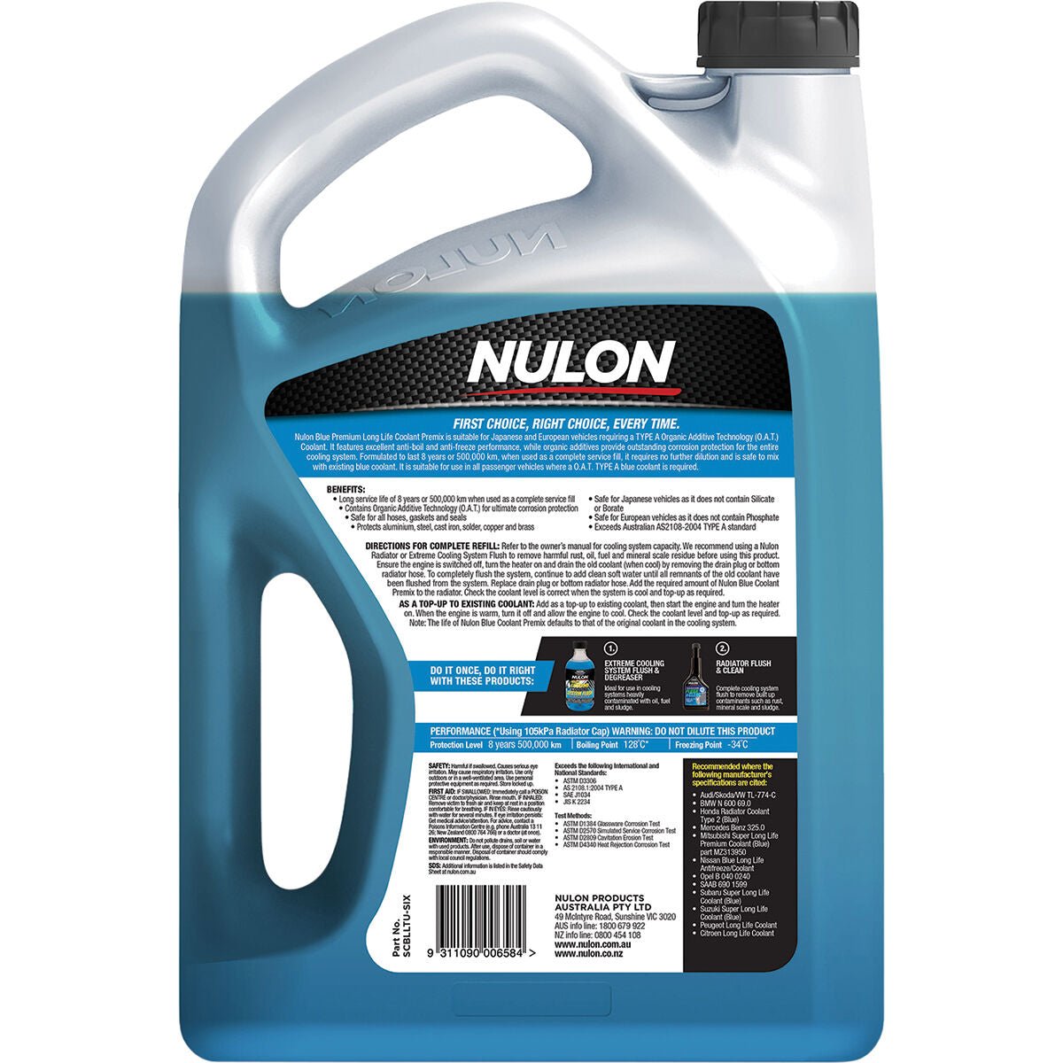 Nulon Blue Anti-Freeze / Anti-Boil Premix Coolant - 6 Litres