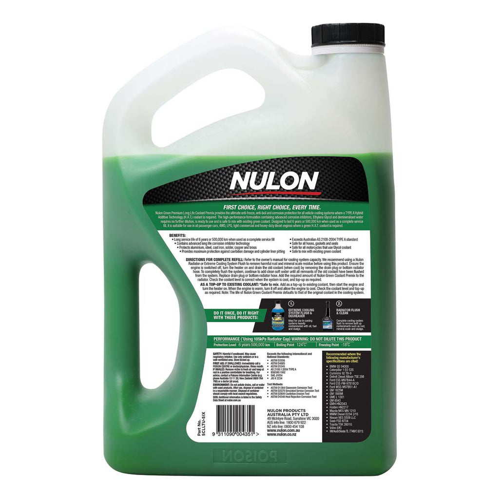Nulon Green Anti-Freeze / Anti-Boil Coolant Premix - 6 Litres
