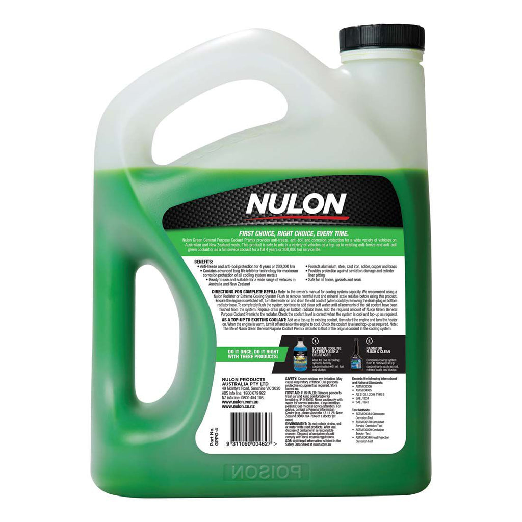 Nulon Green General Purpose Coolant Premix - 4 Litres