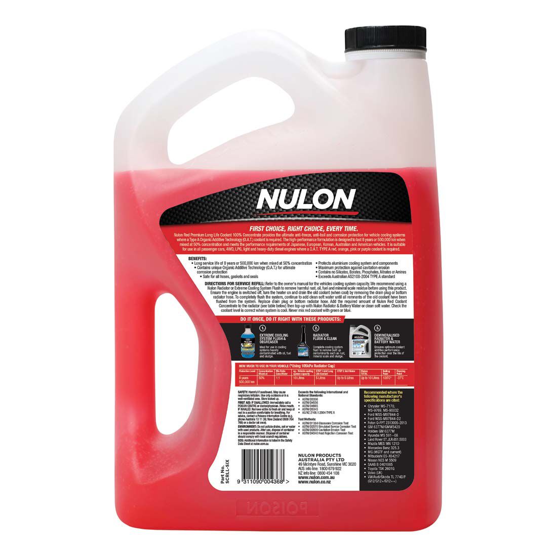 Nulon Red Anti-Freeze / Anti-Boil Coolant Concentrate - 6 Litres