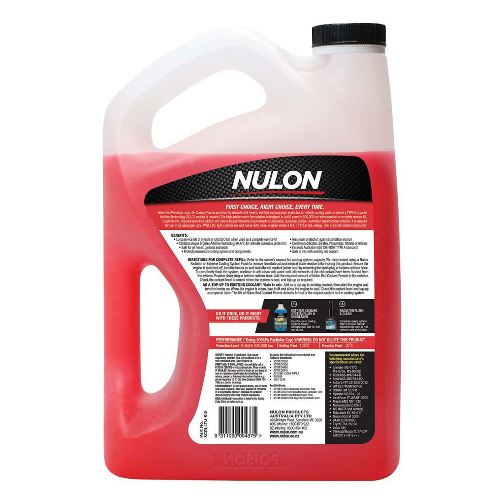 Nulon Red Anti-Freeze / Anti-Boil Coolant Premix - 6 Litres