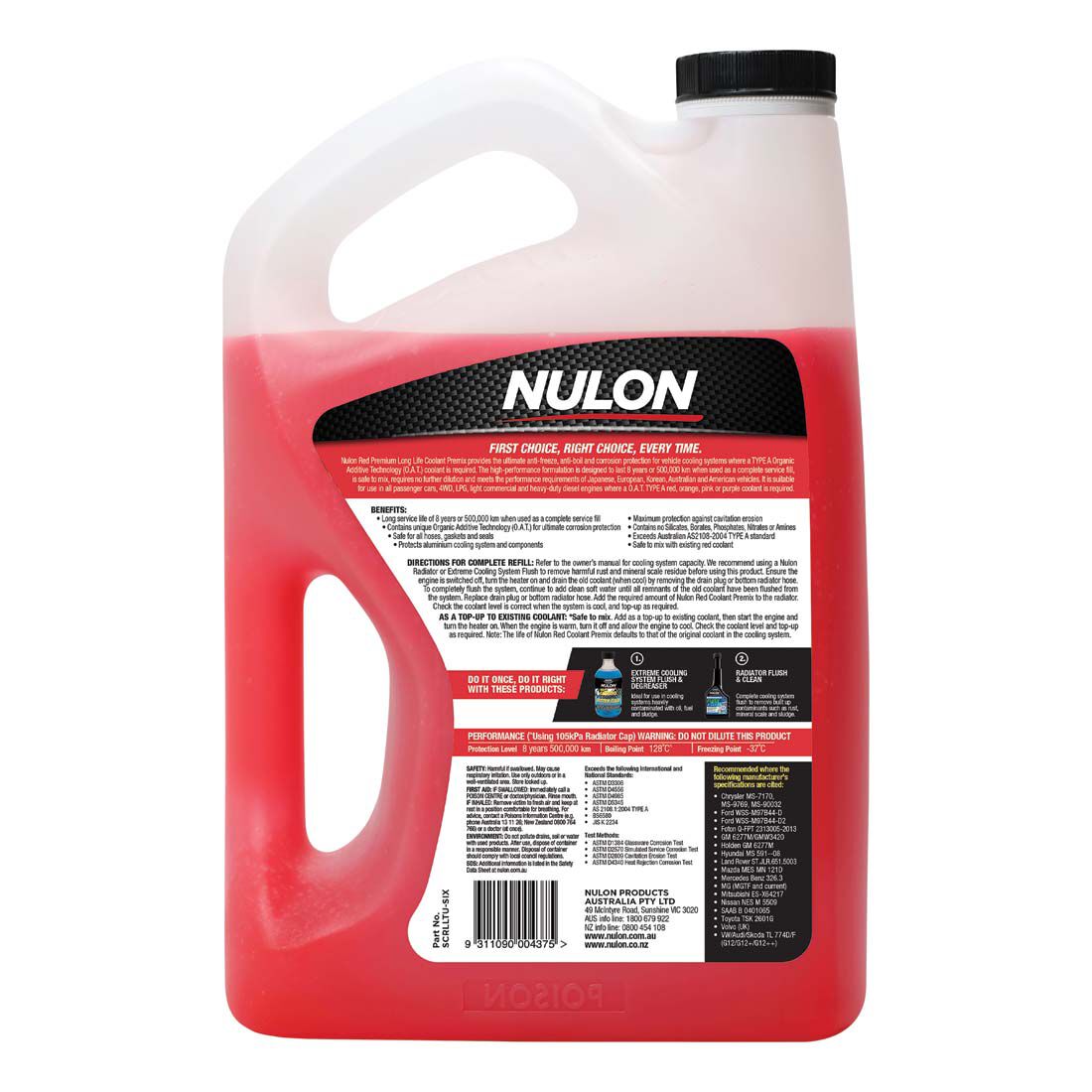 Nulon Red Anti-Freeze / Anti-Boil Coolant Premix - 6 Litres