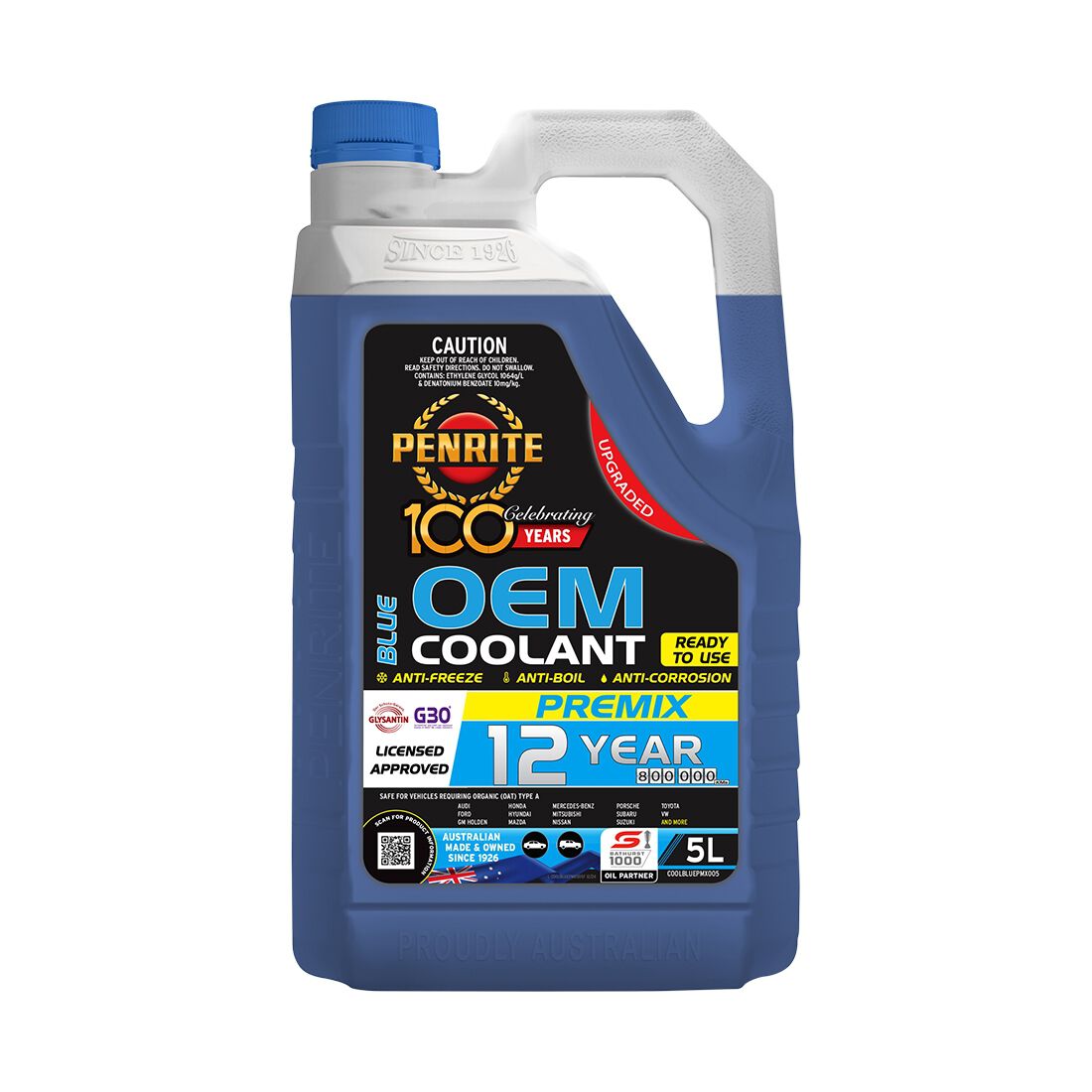 Penrite Blue Long Life Anti Freeze / Anti Boil Coolant Premix - 5 Litres