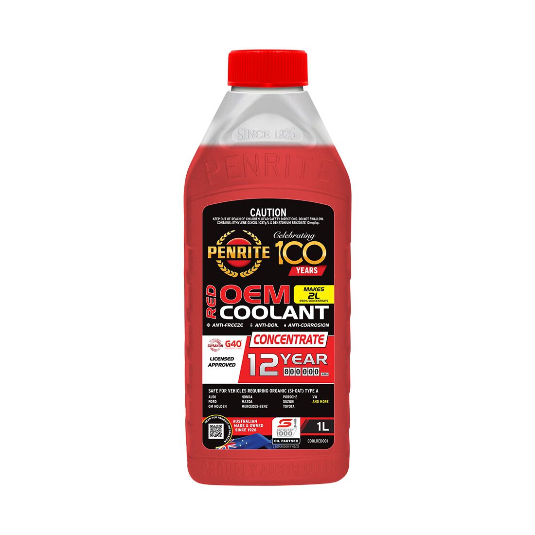 Penrite Red Long Life Anti Freeze / Anti Boil Coolant Concentrate - 1 Litre