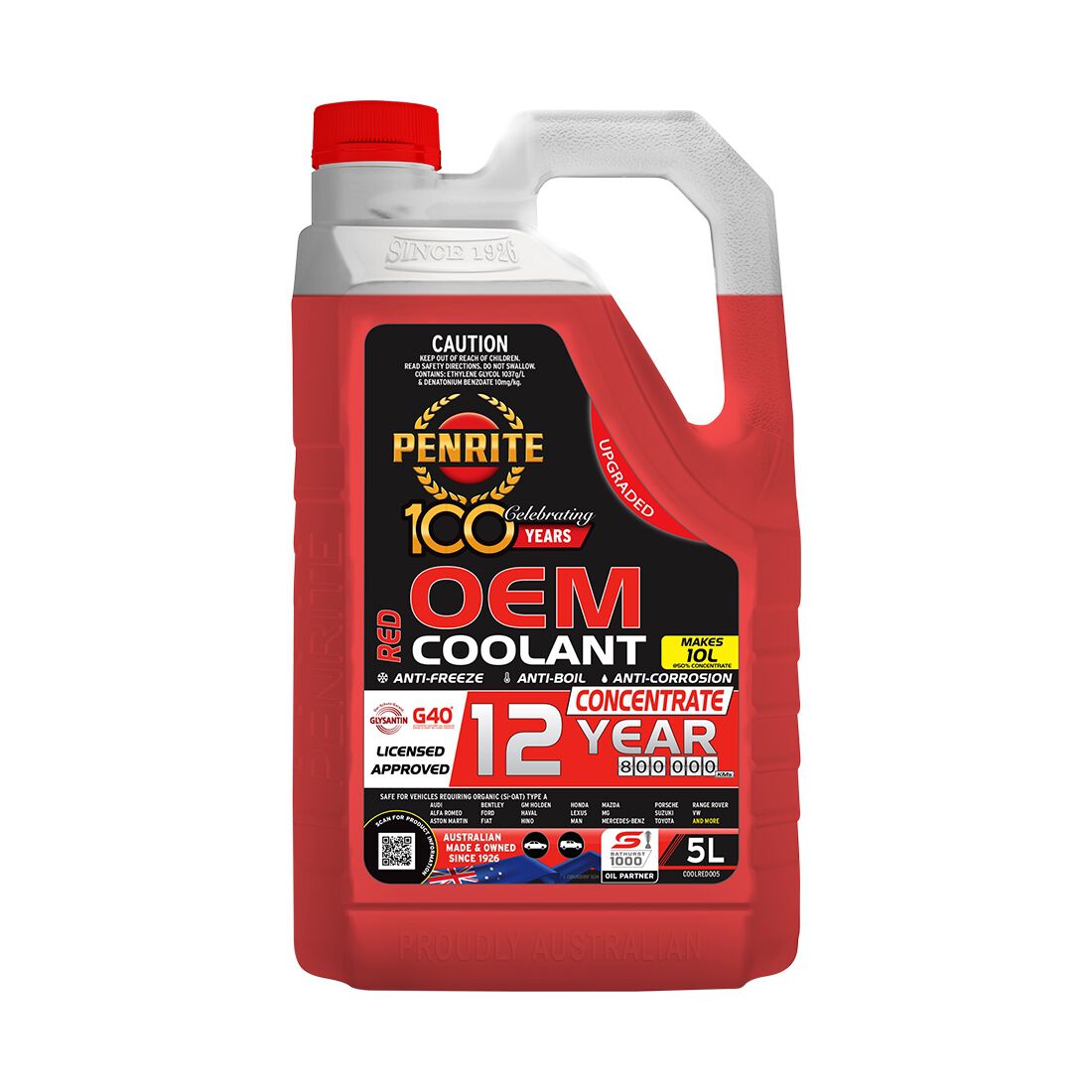 Penrite Red Long Life Anti Freeze / Anti Boil Coolant Concentrate - 5 Litres