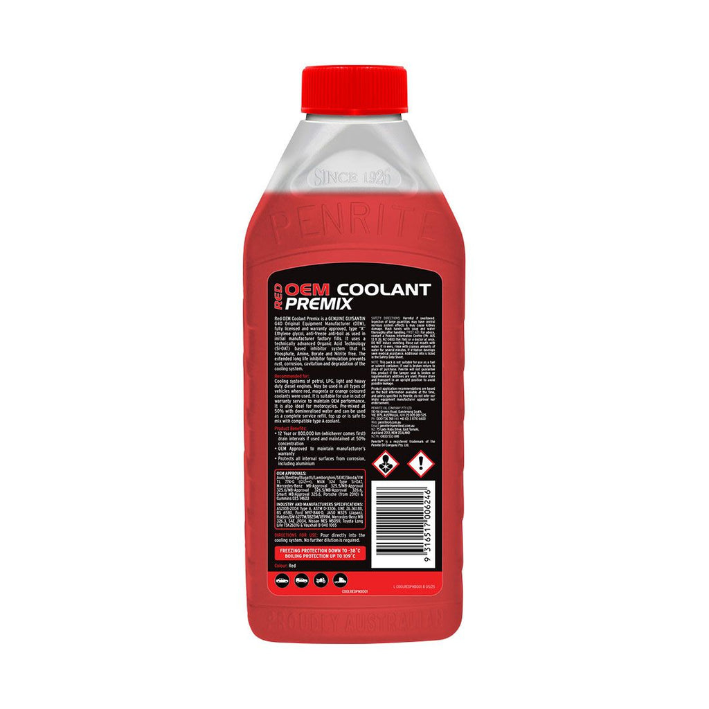 Penrite Red Long Life Anti Freeze / Anti Boil Coolant Premix - 1 Litre