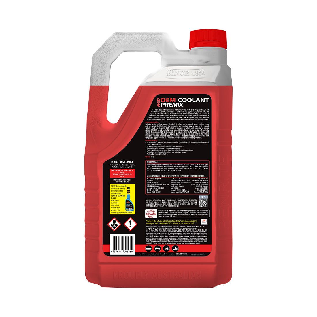 Penrite Red Long Life Anti Freeze / Anti Boil Coolant Premix - 5 Litres
