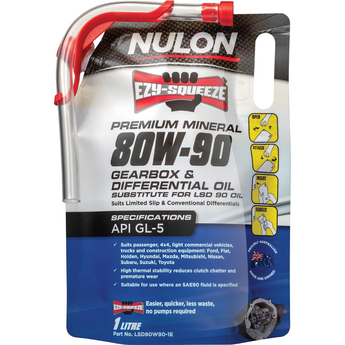 NULON EZY-SQUEEZE Gearbox & Differential Oil - 80W-90, 1 Litre