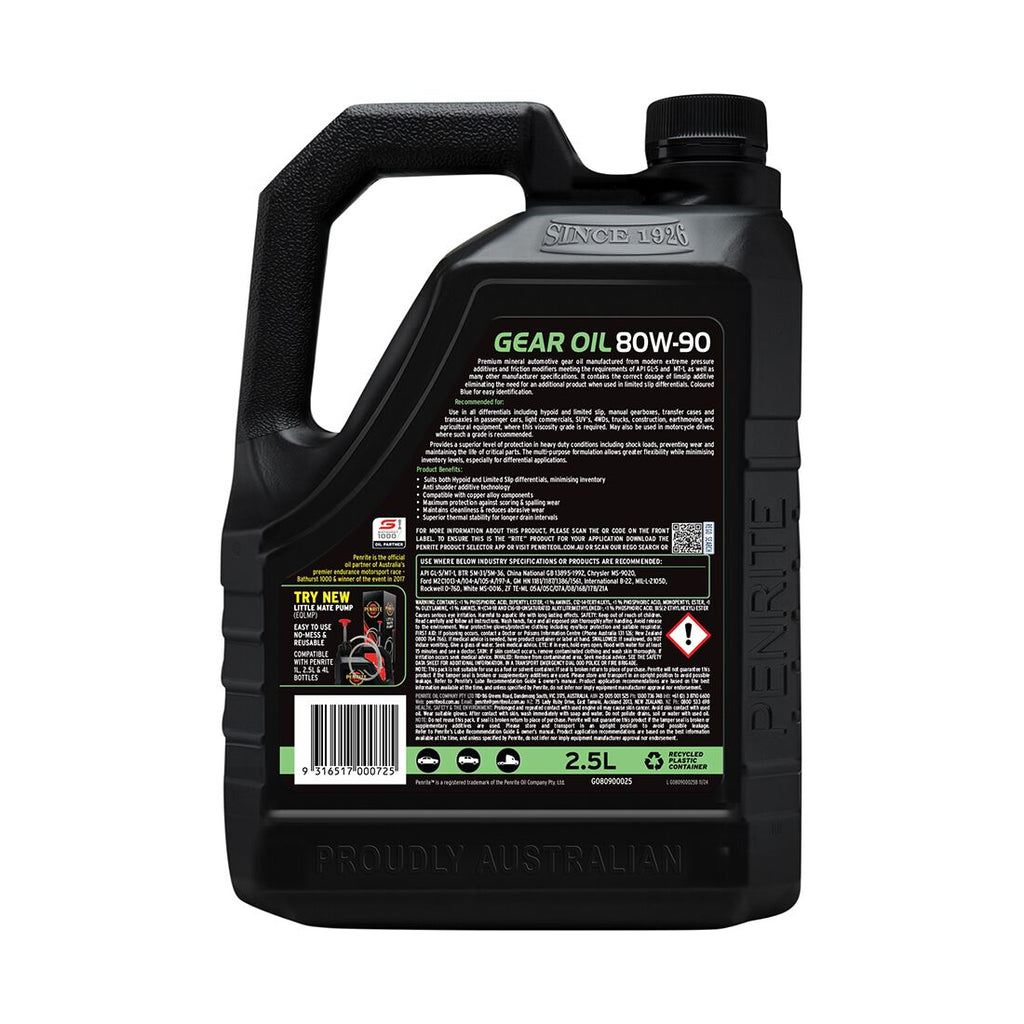 Penrite Gear Oil - 80W-90, 2.5 Litre