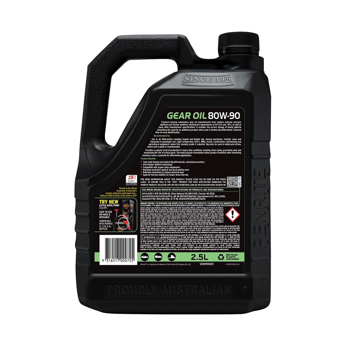 Penrite Gear Oil - 80W-90, 2.5 Litre