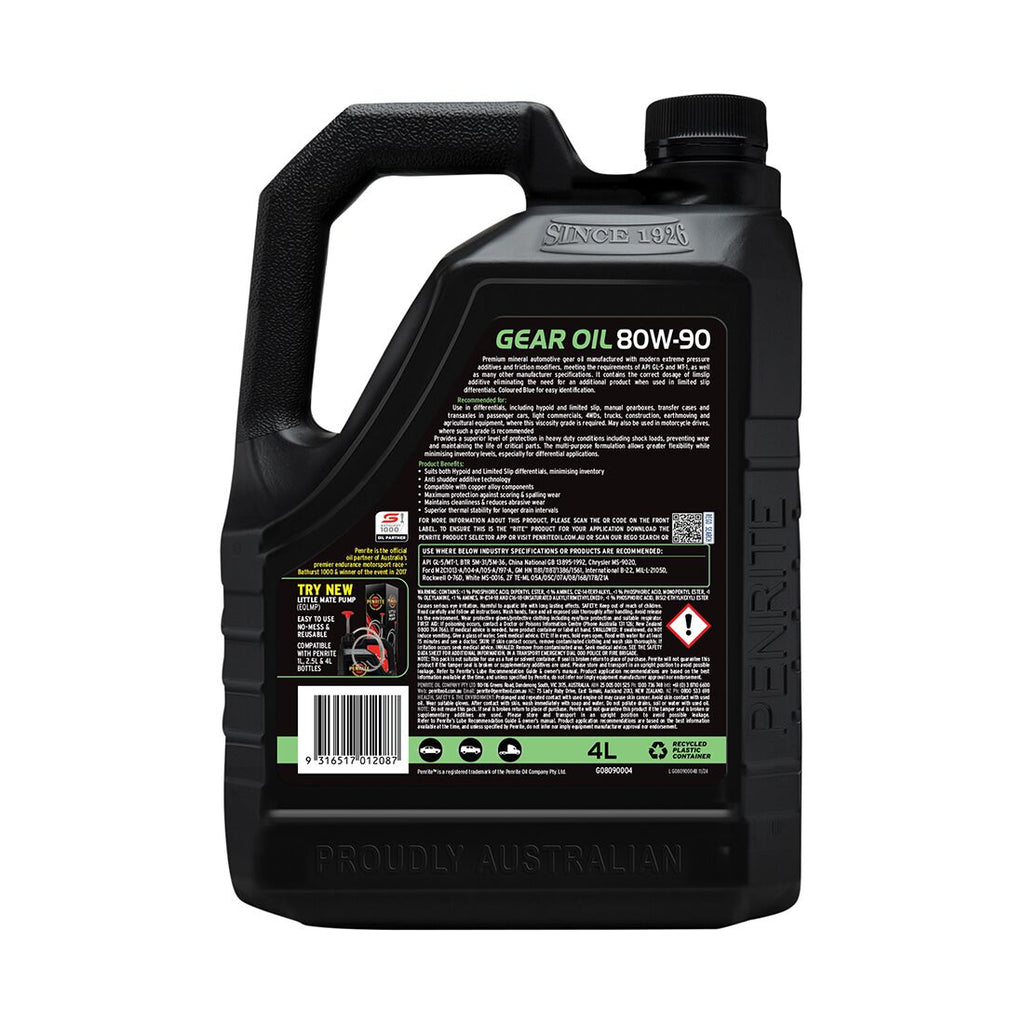 Penrite Premium Mineral Gear Oil - 80W-90 4 Litre