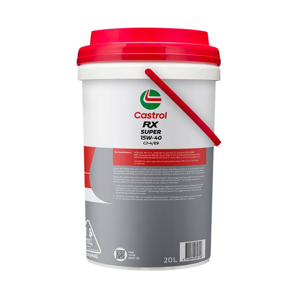 Castrol RX Super Diesel Engine Oil - 15W-40, CJ-4/E9 – 20 Litres