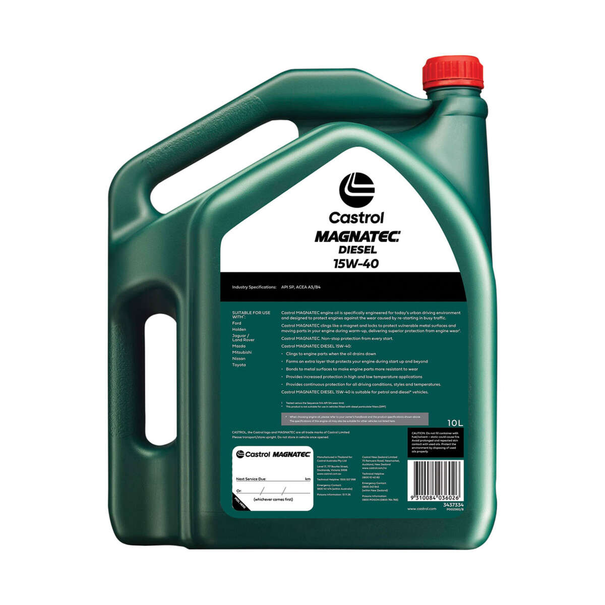 Castrol MAGNATEC Diesel Engine Oil - 15W-40 – 10 Litres, angle view