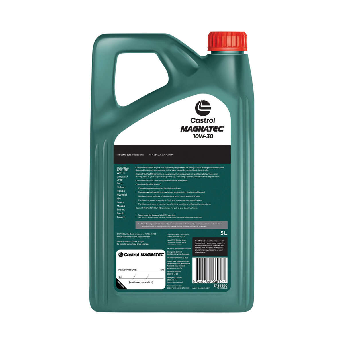Castrol MAGNATEC Engine Oil, 10W-30 – 5 Litres, angle view