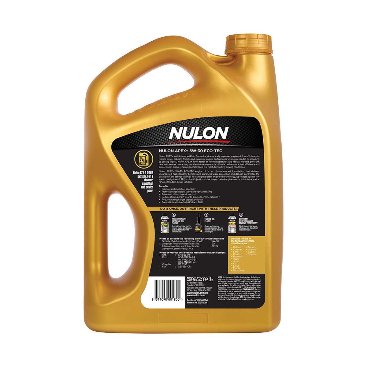 Nulon APEX+ 5W-30 Eco-Tec GF7 Engine Oil – 6 Litre, angle view