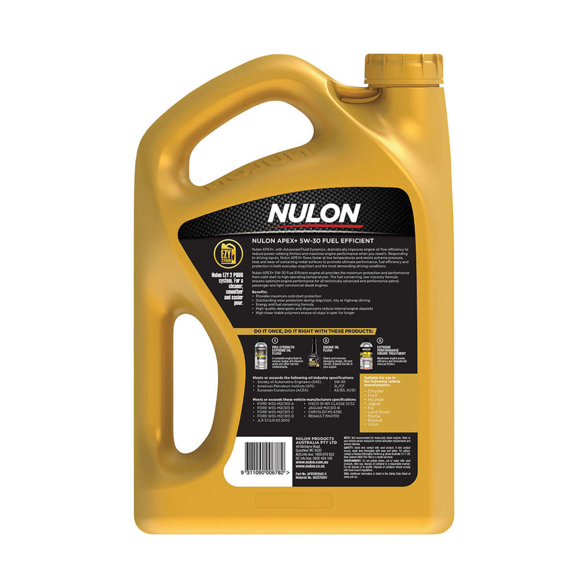 Nulon APEX+ 5W-30 Fuel Efficient Engine Oil – 5 Litre, angle view