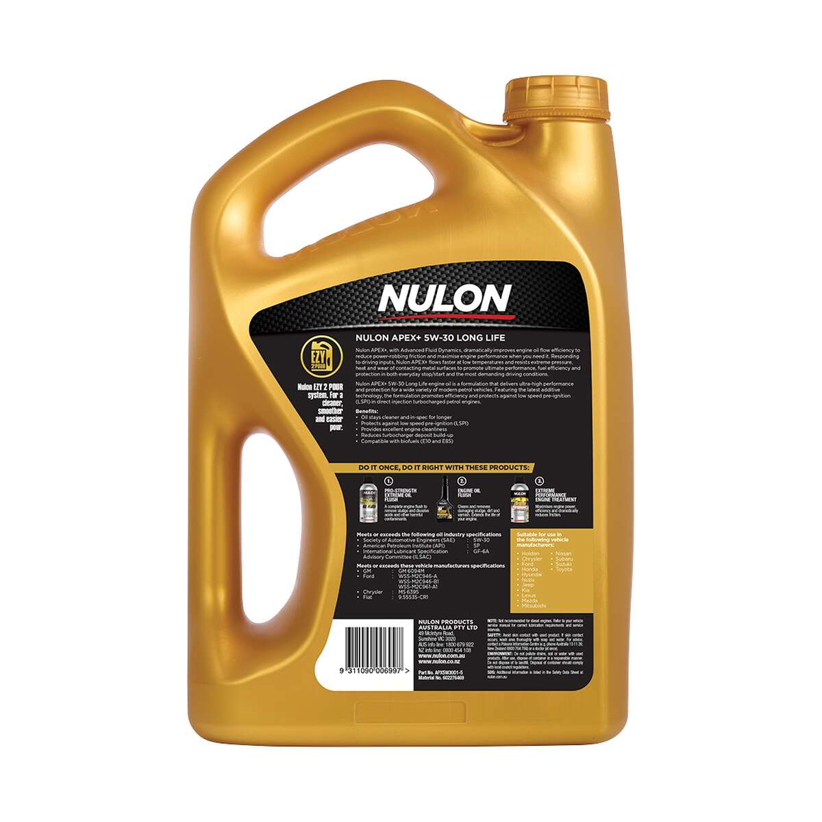 Nulon Apex+ 5W-30 Long Life Engine Oil – 5 Litre, angle view