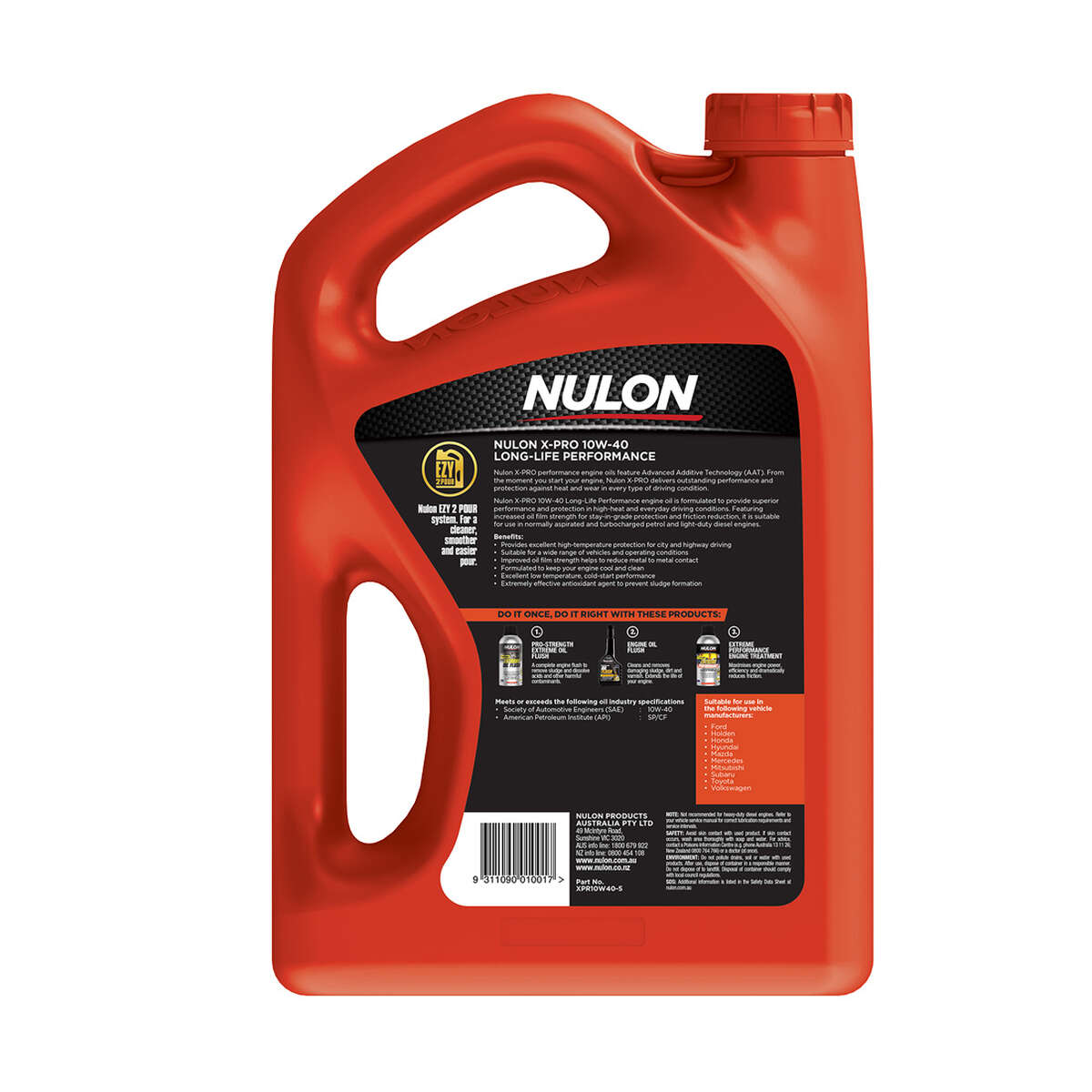 Nulon Semi Synthetic X-Pro 10W-40 Long Life Performance Engine Oil – 5 Litre, angle view