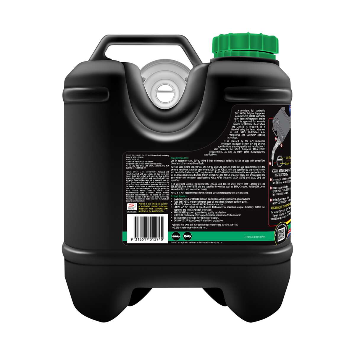 Penrite Enviro+ C3 Engine Oil 5W-30 7 Litre, angle view