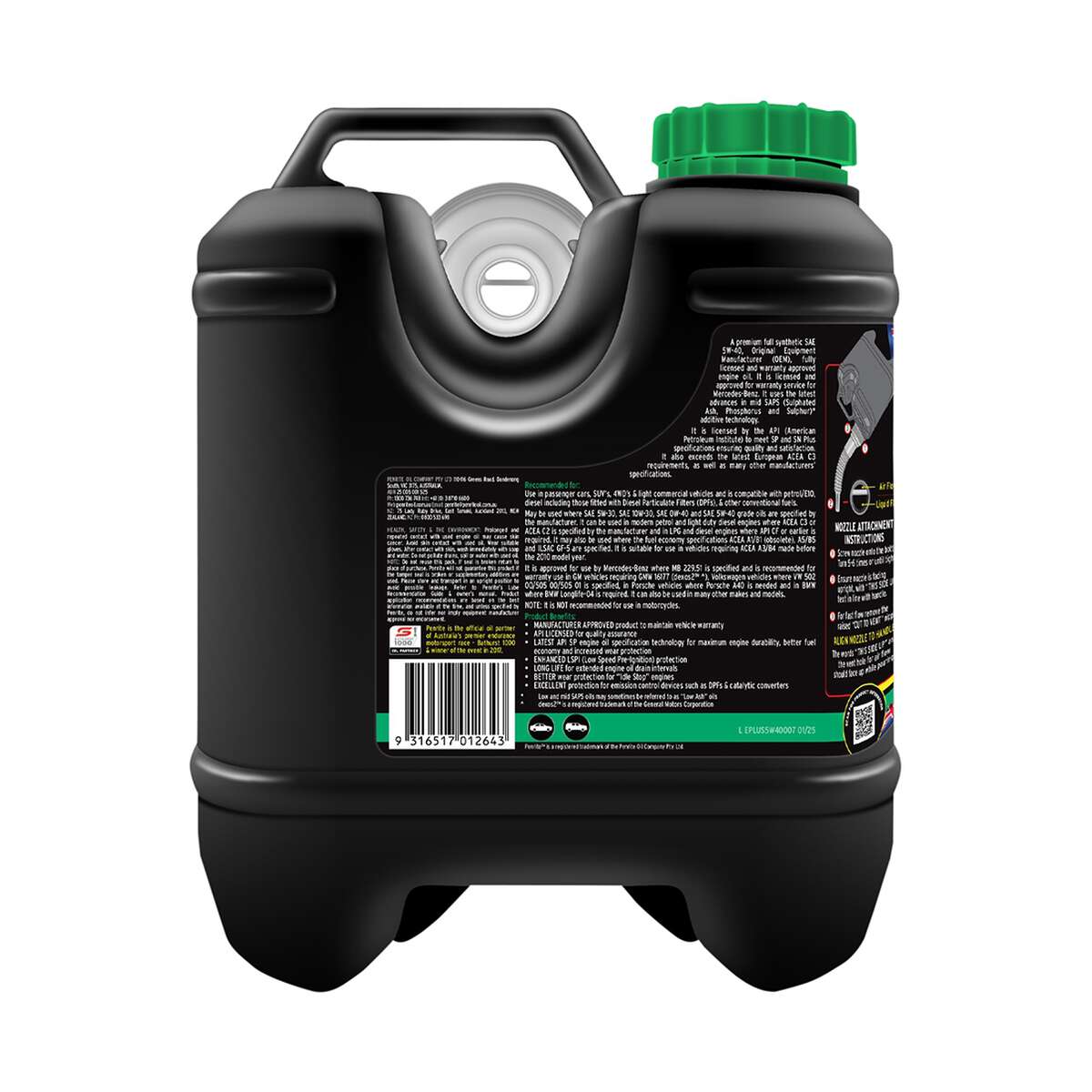 Penrite Enviro+ Engine Oil 5W-40 7 Litre, angle view