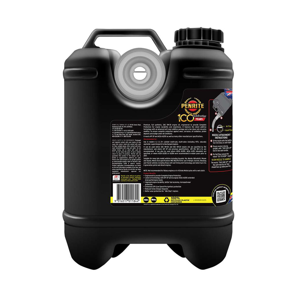 Penrite Full Synthetic Everyday Engine Oil 5W-30 10 Litre, angle view