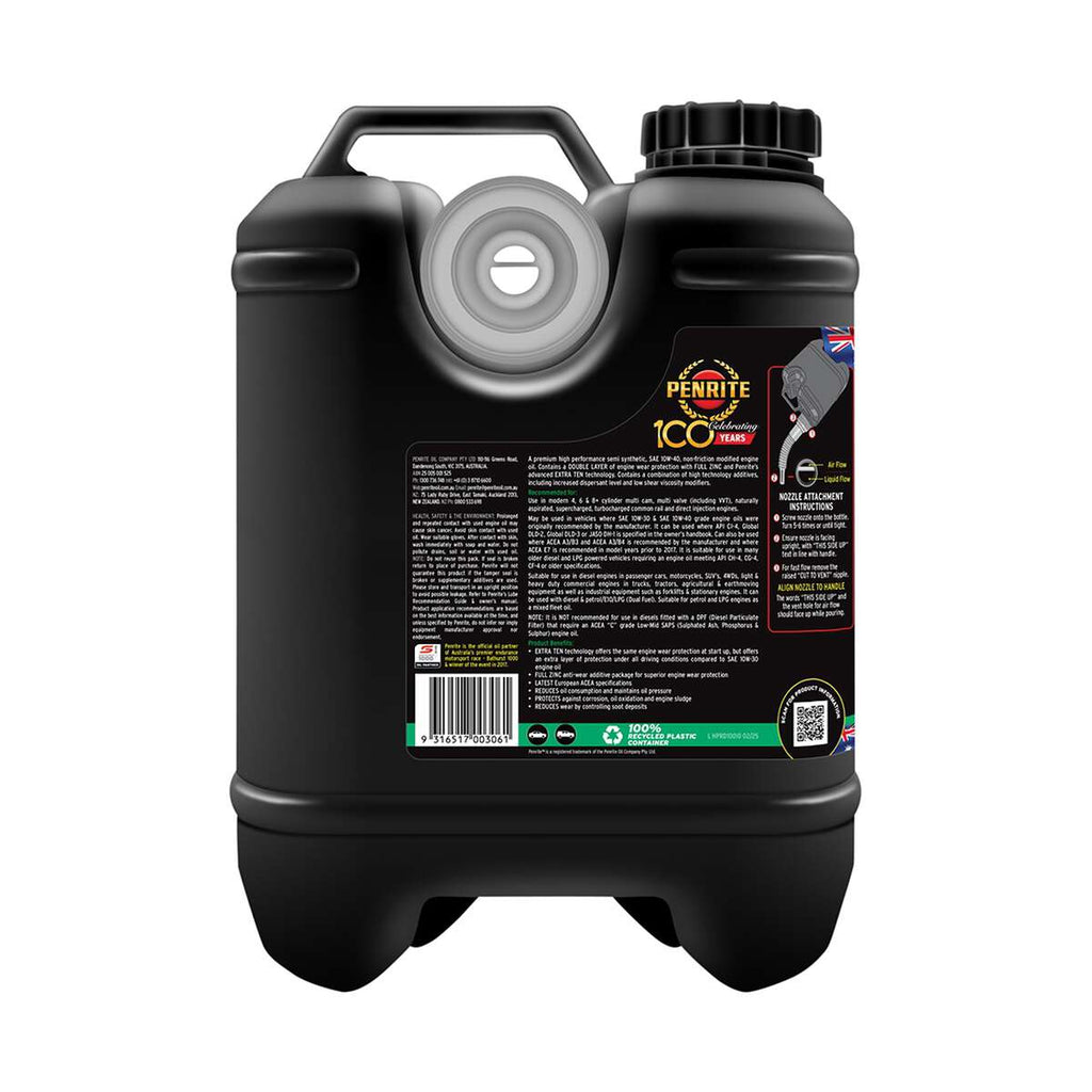 Penrite HPR Diesel 10 Engine Oil 10W-40 10 Litre, angle view