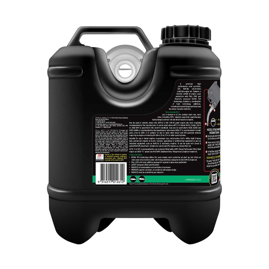Penrite HPR Diesel 10 Engine Oil 10W-40 7 Litre, angle view