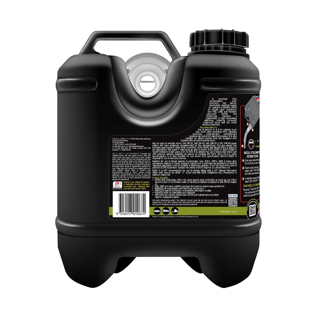 Penrite HPR Diesel 5 Engine Oil 5W-40 7 Litre, angle view