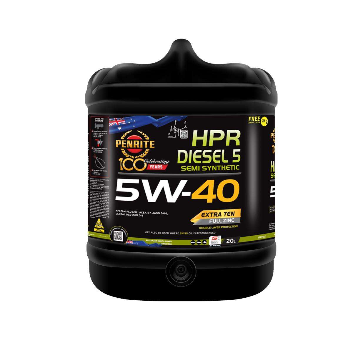 Penrite HPR Diesel 5 Semi Synthetic Engine Oil 5W-40 20 Litre