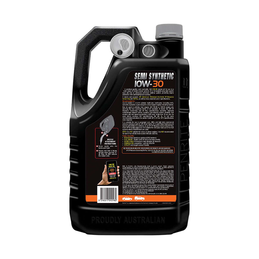 Penrite Semi Synthetic Everyday Engine Oil 10W-30 5 Litre, angle view