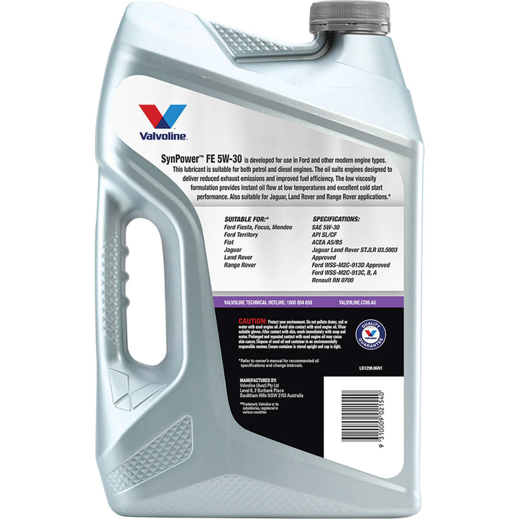 Valvoline Synpower FE Engine Oil 5W-30 6 Litre, angle view