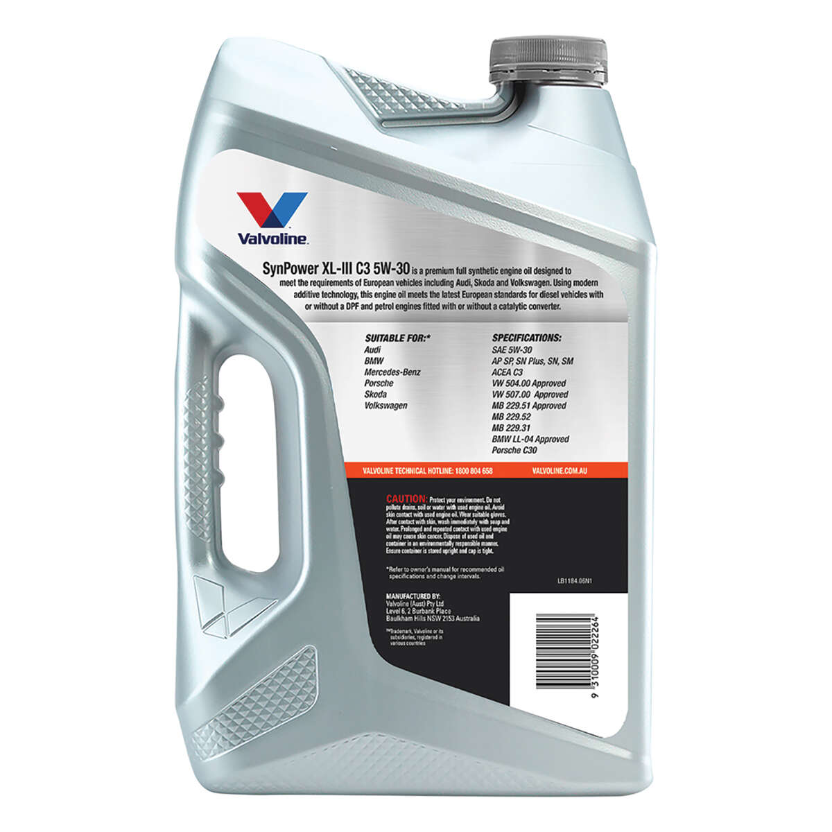 Valvoline SynPower XLIII Engine Oil 5W-30 6 Litre, angle view
